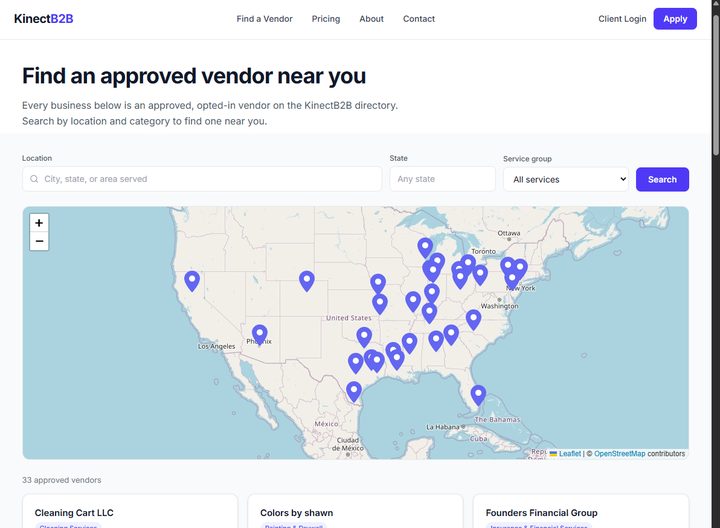 KinectB2B vendor map